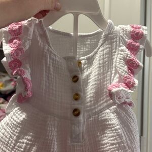 White and Pink Kids Tank Top and short set